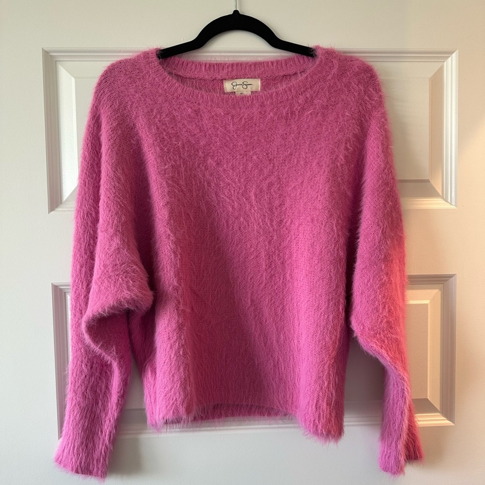 Jessica Simpson fuzzy pink sweater small